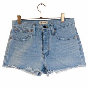 Madewell Relaxed Denim Shorts Size 26 Light Wash Button Fly Raw Hem Summer